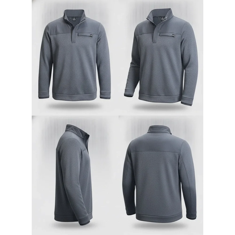 Under Armour Storm Specialist Heathered Quarter Snap Pullover Gray Mens Large
